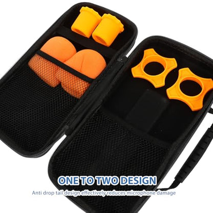 ULTECHNOVO Hard Microphone Pouch Carrying Case with Zipper Large-capacity Mic Storage Bag for Microphones Includes Orange Anti-slip Foam Covers and Shockproof Tails Portable
