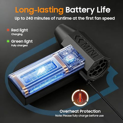 Compressed Air Duster, 3-Gear Mini Blower, Rechargeable, Cordless | 130,000RPM, Electric, Dust Blower, Air Blower, Fast Charging, Pc, Keyboard, Car, Home, Black, 5 Nozzles, 0.48 lb Lightweight