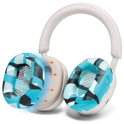 WC SweatZ XM5 - Patented Earpad Sweat Covers for Sony WH1000XM5 by Wicked Cushions | Full 360 Earpad Protection | Sweatproof & Easily Washable | Cyan Prism - color: Cyan Prism