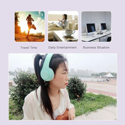 RAT TAIL V5.3 Bluetooth Headphones Over-Ear, Foldable Wireless and Wired Stereo Headset Micro SD/TF, FM for Cell Phone,PC,Soft Earmuffs &Light Weight for Prolonged Wearing (Green) - color: Green