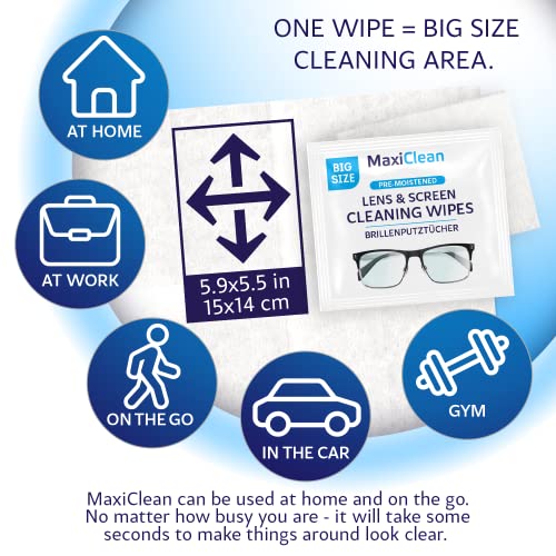 Glasses Wipes Lens Cleaner - Lens Wipes for Eyeglasses - 600 Pre-moistened Individually Wrapped Wipes for Eye Glasses, Electronics, Phone, Computer, Laptop Screen - Camera Lens Cleaner - Made in EU - size: 600 Count (Pack of 1)