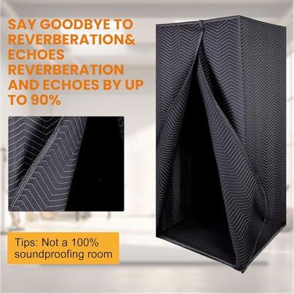6.28 FT Portable Vocal Booth, Foldable Sound Isolation Recording Booth | Black Home Studio Booth with Carry Bag for Voiceovers, Podcasts, Music, Singing and Gaming