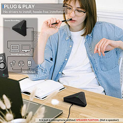 CMTECK Conference USB Microphone, Plug-and-Play Omnidirectional Desktop Mic | Built-in mute button; compact desktop design. Crystal-clear pickup for meetings, streaming. Works with Windows/macOS - color: WITHOUT SPEAKER (black)