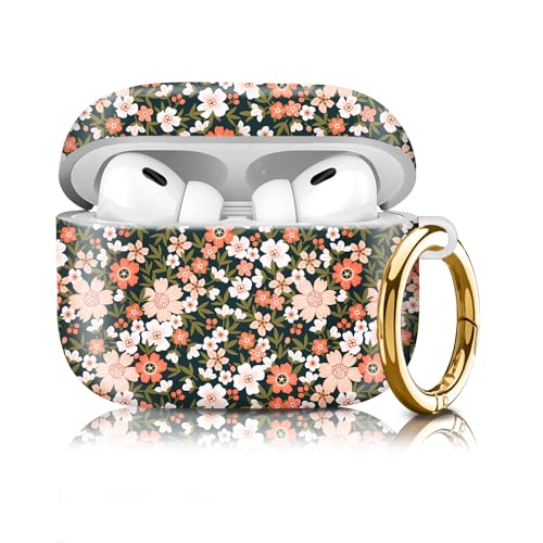 Compatiable for AirPod Pro 2nd/1st Generation Case,Lightweight & Durable Resistant Hard Case with Keychain,Stylish Design AirPod Case Cover for Women(Cute Pale Pink Flowers) - color: Cute Pale Pink Flowers