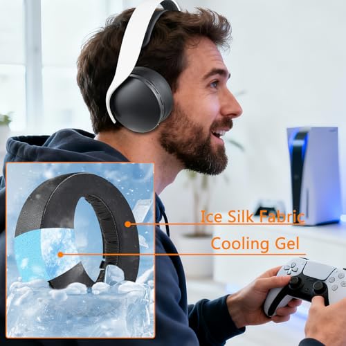 SOULWIT Cooling Earpads for Sony Pulse 3D PS5 (Not Fit Pulse Elite) - Black - color: Black