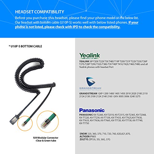 IPD IPH-165 Phone Headset with Noise Cancelling Microphone for Office and Call Center - Compatible with with All Yealink SIP,Snom, Greandsteam,& LG landline Phones | Ideal for call centers. Landline compatible with Yealink SIP, Snom, Grandstream & LG - co