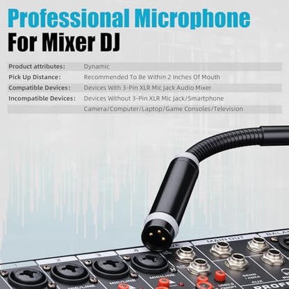 Dynamic Gooseneck Microphone, Professional XLR Wired Dynamic Microphone With 360-Degree Rotation And Flexibility. DJ Microphone Suitable For Audio Mixing Consoles, Ktv Bars, And Public Address Systems