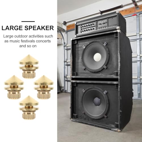 MERRYHAPY 4pcs Pure Copper Speaker Spikes for Turntable Base Isolation Speaker Pads for Studio Monitors Vibration Reduction