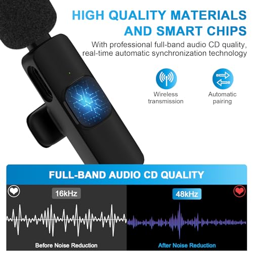 USB C Wireless Lavalier Microphone for iPhone 17 16 Pro Max 16e 15,Samsung | Galaxy S26 S25 A16 S24,Noise Reduction Mini Lapel Mic Clip on,Lav Mic on Video Recording,Tiktok,Youtube,Vlog,Live Streaming