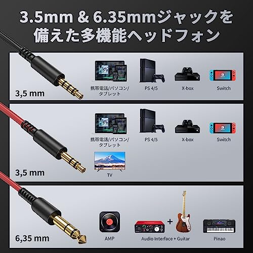 OneOdio Pro 10 Over-Ear Headphones Wired 50mm Driver 6.35 & 3.5mm Jack DJ Monitor Headphones Recording Mixing Studio Monitoring Guitar Podcast Cell Phone PC MP3/4 Black