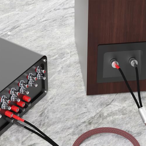 Preffair HiFi OFC Pure Copper Speaker Cable with 8 Gold Banana Plug Audiophile Banana Loudspeaker Wires for Speaker Amplifier Home Theater Systems(Red-Black, 10 feet) - color: Red-Black, size: 10 feet