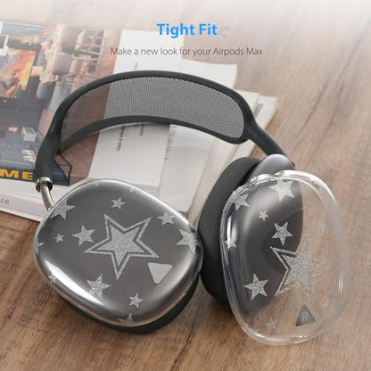 Case Cover for AirPods Max Headphones,Clear TPU Anti-Scratch Ear Cup Cover, Protective Skin Accessories for Apple AirPods Max(2024/2020) - Transparent Black Stars - color: Transparent Black Stars