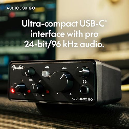 Fender AudioBox GO USB Audio Interface, for Guitarist, Vocalist, or Producer. Includes easy to use software, Fender Studio app, Amp and FX pack to create Studio Quality recordings. PC/Mac | Or Producer. Includes easy to use software, Fender Studio app, Am