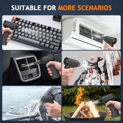 Compressed Air Duster - 130000RPM Powerful Electric Air Duster, 3 Gear Adjustable Cordless Air Blower, Rechargeable Dust Cleaner for Keyboard, Computer, Home, Outdoor, Car