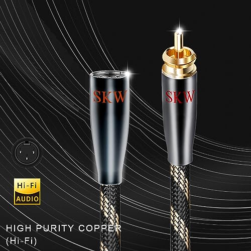 SKW Single XLR Male to RCA Male Cable, BG Series Ultra-high Purity Copper Audio Cable 9.8ft/3M (1 Cable) - color: XLR Male to RCA Male, size: 9.8 ft (3 m)