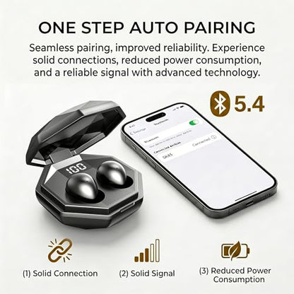 Invisible Sleep Earbuds for Side Sleepers, Ultra-Small Wireless Bluetooth, Mini Headphones with 24H Playtime, Diamond-Cut Case, Black - color: Black