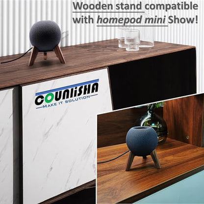Real Wood Stand for Homepod mini(2020 Released), Wooden Holder Tripod with Metal Frame,Safe Stable Mount with Anti-Slip Silicone pad Protects Home pod mini Speaker Well (Color:Walnut) | Wooden Holder Tripod with Metal Frame,Safe Stable Mount with Anti-Sli