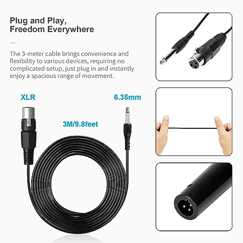 Wired Dynamic Microphone with 10-Foot Cable, On/Off Switch, 1/4-Inch Plug