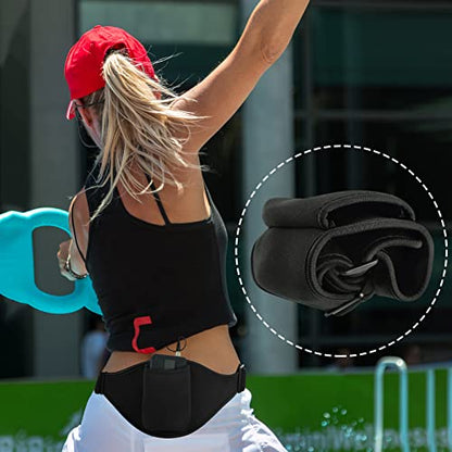 Weewooday 1 Pack Mic Belt Holder for Fitness,Black | Adjustable Microphone Carrier Pouch Securely Waistband Bag Case Protects for Fitness Instructor Theatre Speaker and More