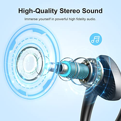 Wireless Earbud Sport in-Ear Bluetooth Headphones with Earhooks Detachable,Bluetooth 5.1 Ear Buds CVC8.0 Noise Cancelling Mic,Over Ear Wireless Earphones 36H Playtime,IP7 Waterproof Bluetooth Headset