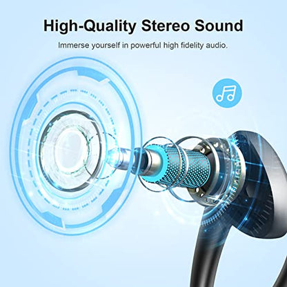 Wireless Earbud Sport in-Ear Bluetooth Headphones with Earhooks Detachable,Bluetooth 5.1 Ear Buds CVC8.0 Noise Cancelling Mic,Over Ear Wireless Earphones 36H Playtime,IP7 Waterproof Bluetooth Headset