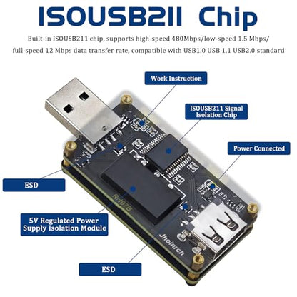 USB 2.0 480Mbps High Speed Isolator | Support 5KVrms Signal and 1.5KV Voltage Isolation,Audio up to 32 Bit 768Khz