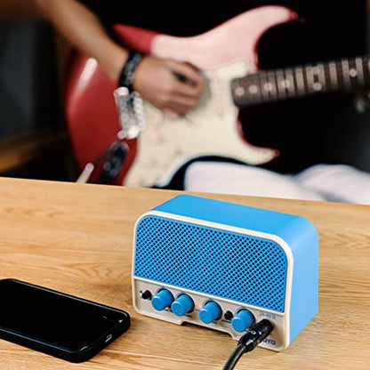 JOYO 5W Mini Guitar Amp Portable Electric Guitar Practice Amplifier with Bluetooth 5.0, Clean/Overdrive Channels, Rechargeable Battery, AUX & Headphone Out (JA-02 II Blue) - color: Blue