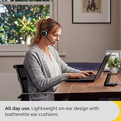 Jabra Evolve 65 SE Link380a UC Stereo Stand- Bluetooth Headset with Noise-Cancelling Microphone, Long-Lasting Battery and Dual Connectivity - Works with All Other Platforms - Black - size: UC, style: Stereo with Stand