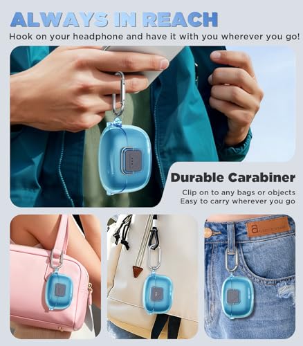 WADVCU[Upgrade Secure Lock] for JBL Tune Buds 2 Case Cover with Cleaner kit, Protective TPU Transparent Hard Shell Compatible with JBL Tune Buds 2nd Gen Earbuds Charging Case with Keychain(Clear Blue) - color: Clear Bule