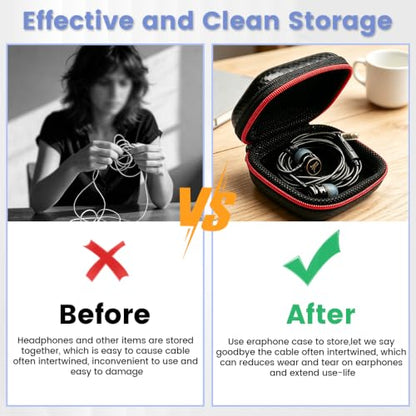 in Ear Monitor Case, Portable Earbud Hard Case, Waterproof Earphone Storage Box, Travel Carrying Case for QKZ/KZ,Fit for Earbud and IEM Cables