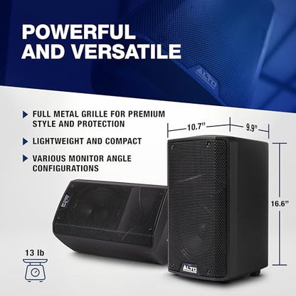 Alto TX408 350W 8" Powered PA Speaker | TWS Bluetooth, 2-Channel Mixer, and Monitor Mode for Bands, DJs, Rehearsals, and Venues - size: 8" PA Speaker