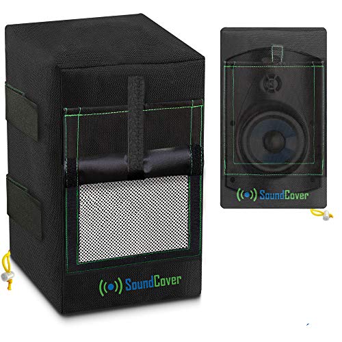 Two Black Waterproof 600D Outdoor Speaker Covers for C-Bracket Mounted Speakers – Fits Yamaha NS-AW150, Polk Audio Atrium 5 (Max Dimensions: H 12.8" x W 7.9" x D 8.9") - size: Compact