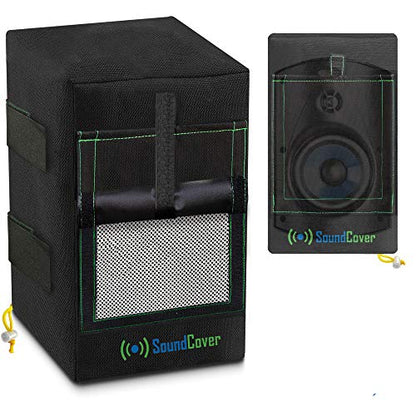 Two Black Waterproof 600D Outdoor Speaker Covers for C-Bracket Mounted Speakers – Fits Yamaha NS-AW150, Polk Audio Atrium 5 (Max Dimensions: H 12.8" x W 7.9" x D 8.9") - size: Compact