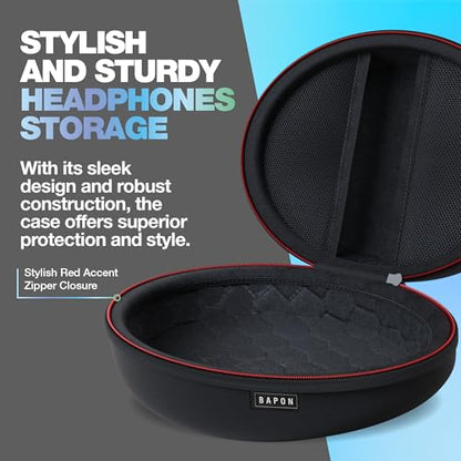 Travel Over Ear Headphone Case - Hard Shell Headphone Case with USB-C Cable - Compatible with Skullcandy/BERIBES/TOZO/KVIDIO/Beats/Anker Noise Cancelling Foldable Wireless Headphone (Black)