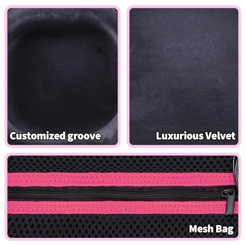 Storage Case Compatible with Walker's Razor Slim Shooting Hearing Protection Electronic Earmuffs - color: Black + Rose Red