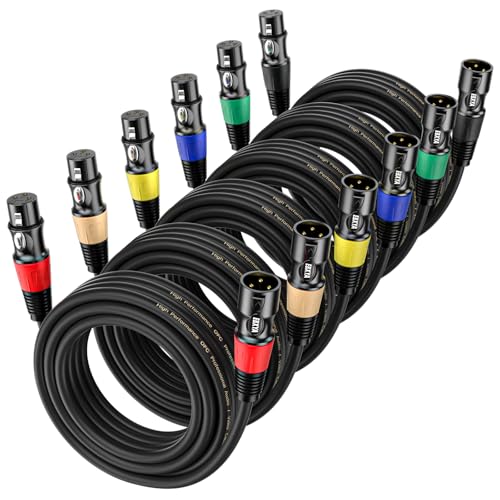 EBXYA 20ft XLR Cables 6-Pack - Male to Female Microphone Cable - size: 20ft, style: 6 Pack