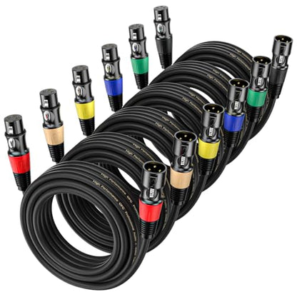 EBXYA 20ft XLR Cables 6-Pack - Male to Female Microphone Cable - size: 20ft, style: 6 Pack