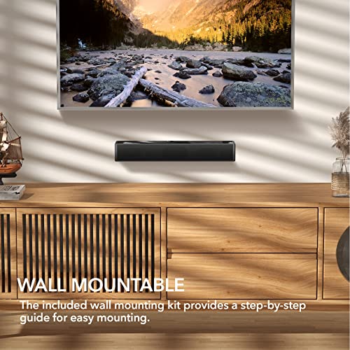 LARKSOUND Small Sound Bar for TV, PC and Gaming, 16 Inch Mini Soundbar | 60W compact TV soundbar with 4 EQ modes, Night Mode, HDMI ARC, Optical, AUX, USB & Bluetooth 5.0 - size: 16 inch