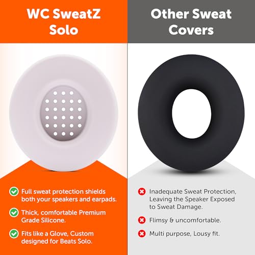 WC SweatZ Solo - Patented Earpad Sweat Covers for Beats Solo 4, Solo 3 & Solo 2, Made by Wicked Cushions | Sweatproof & Machine Washable | Cloud Pink - color: Cloud Pink