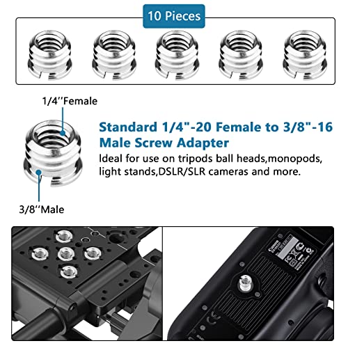 ChromLives Camera Tripod Adapter, 26Pack Camera Screw Mount Set 1/4 Threaded Converter Screws Adapter, 1/4 to 3/8 Hot Shoe Adapter,Tripod Mount Adapter Set for Monopod/Quick Release Plate - size: 26pack camare screw