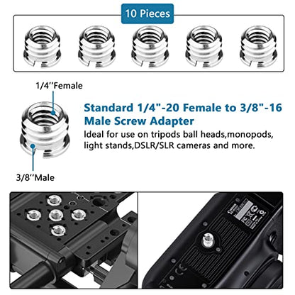 ChromLives Camera Tripod Adapter, 26Pack Camera Screw Mount Set 1/4 Threaded Converter Screws Adapter, 1/4 to 3/8 Hot Shoe Adapter,Tripod Mount Adapter Set for Monopod/Quick Release Plate - size: 26pack camare screw