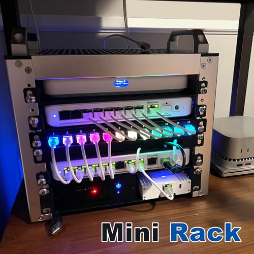 GeeekPi 4U Server Cabinet, 10 inch Mini Server Rack for Network, Servers, Audio, and Video Equipment, DeskPi RackMate T0 Rackmount, 7.87 inch Depth - color: Silver