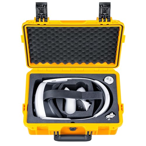 Lykus Titan OQ200 Waterproof Hard Case for Quest 3S/3 and Elite Head Strap | CASE ONLY,Fits Stock and Official Elite Head Strap,IP67 Waterproof,Shockproof,CNC Cut Premium Foam - color: Yellow