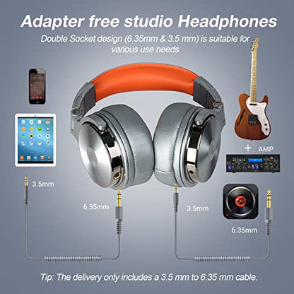 OneOdio Hi-Res Over Ear Headphones for Studio Monitoring and Mixing, Sound Isolation, Protein Leather Earcups, 50mm Driver Unit, Wired Headphones for AMP Guitar Keyboard, Pro-50, Metallic Blue - color: Metallic Blue