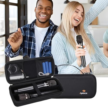 Aproca Case Compatible with talomen / ECHOMUSSY / JBL Wireless Two Microphone System, Handheld Dual Mic Storage Bag for Receiver, Batteries and Other Accessories (Case Only )