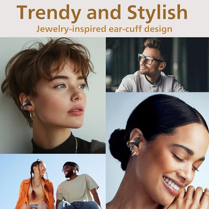 JVC Nearphones HANP1TW Open Ear True Wireless Headphones, White | Bluetooth 5.3, 24H Playback, IPX4 Water Resistant, Built-in Mic, Ear Clip Design - color: White