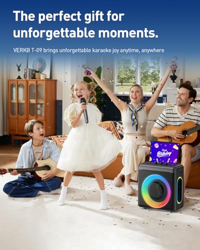 Karaoke Machine with 3 Wireless Rechargeable Microphones, Portable Bluetooth Speaker & PA System with LED Lights, Designed for Adults & Kids Home Parties, Supports TWS/TF Card/USB/AUX - size: 3 Mics