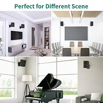 Speaker Wall Mount Brackets - Surround & Bookshelf Speaker Wall Mounts Kit, Holds up to 8 lbs, 4 Pack, Black - color: 4P-Black
