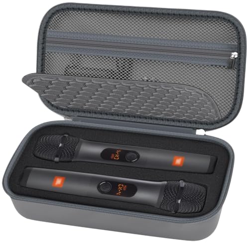 Comecase Wireless Microphone Case for JBL Two Mic System and PartyBox Mic | Custom Foam and Divider Reduce Shifting; Mesh Pocket Keeps Receiver, Adapter and Batteries Together, Grey, Case Only - color: Grey