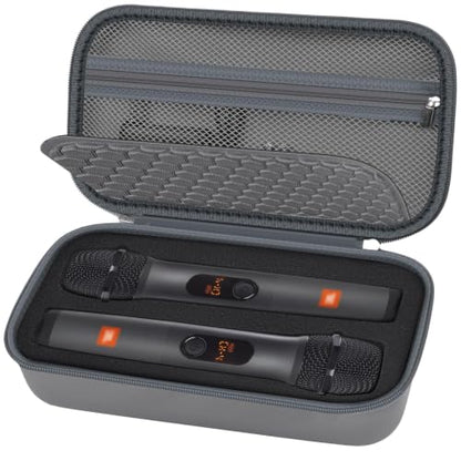 Comecase Wireless Microphone Case for JBL Two Mic System and PartyBox Mic | Custom Foam and Divider Reduce Shifting; Mesh Pocket Keeps Receiver, Adapter and Batteries Together, Grey, Case Only - color: Grey